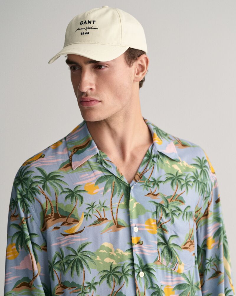 Relaxed Fit Hawaiian Print Short Sleeve Shirt Dove Blue / S