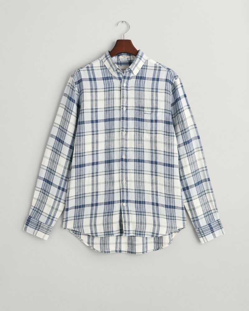 Regular Fit Madras Linen Shirt Eggshell / S