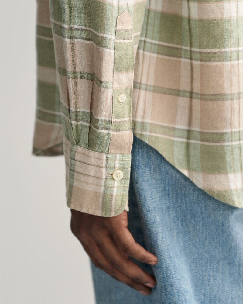 Regular Fit Madras Linen Shirt Dry Sand / S