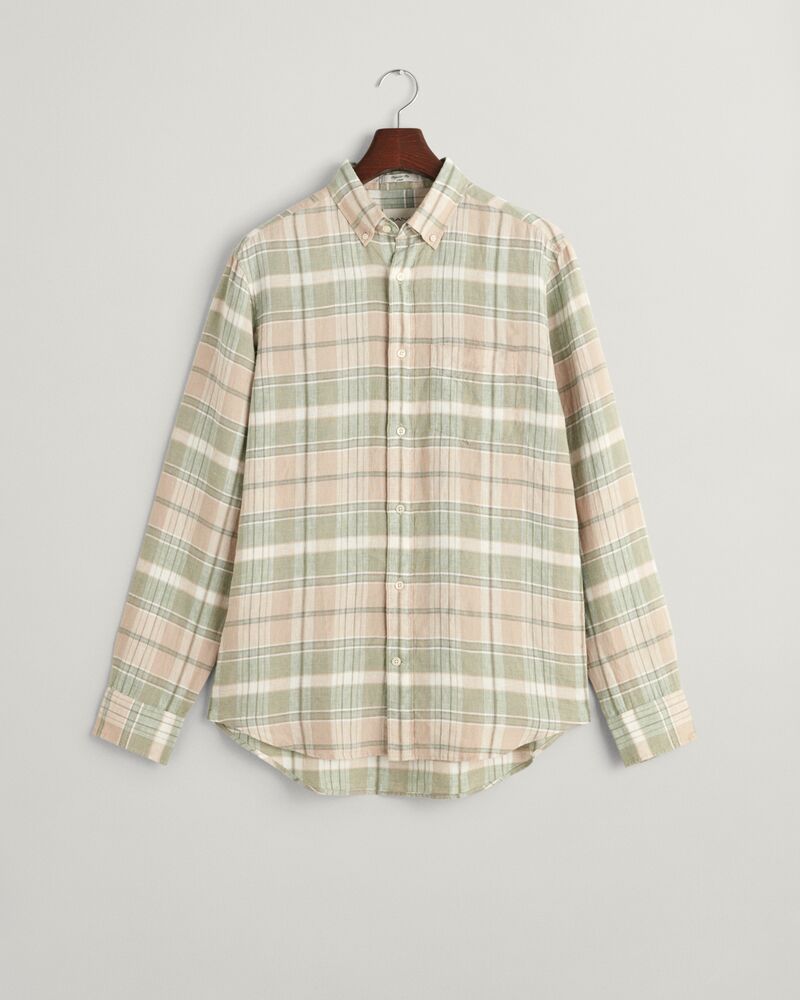 Regular Fit Madras Linen Shirt Dry Sand / S