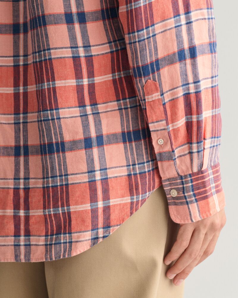 Regular Fit Madras Linen Shirt Peachy Pink / S