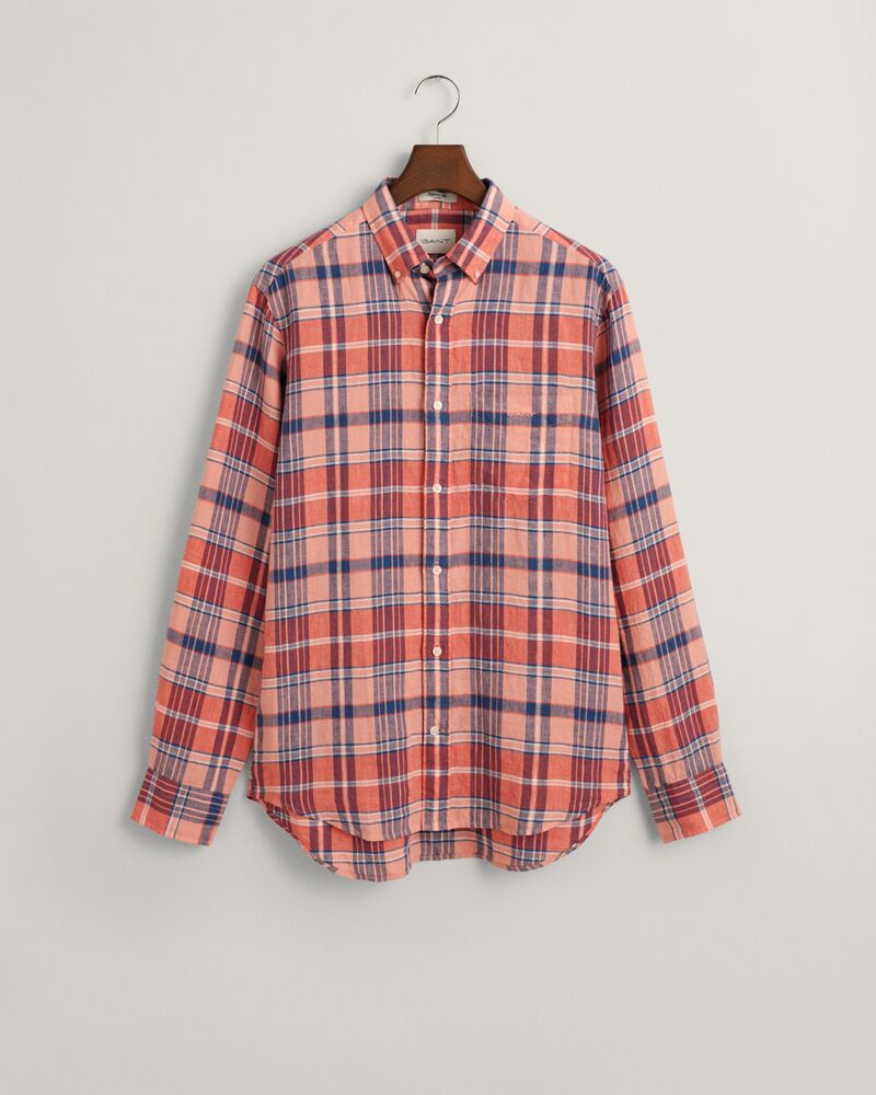 Regular Fit Madras Linen Shirt Peachy Pink / S