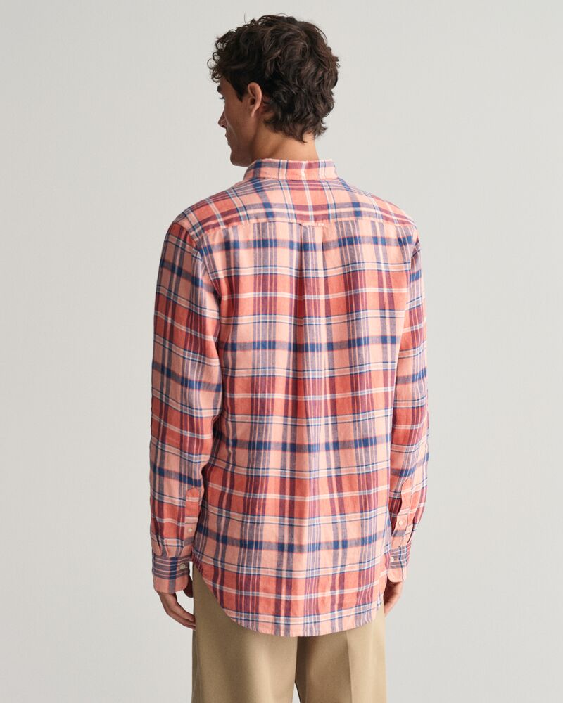 Regular Fit Madras Linen Shirt Peachy Pink / S