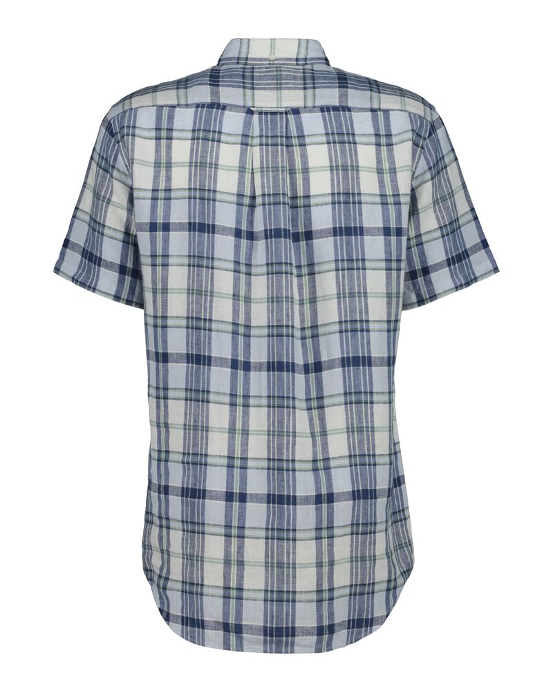 Regular Fit Madras Linen Short Sleeve Shirt Eggshell / S