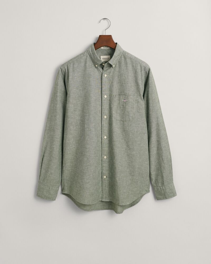 Regular Fit Cotton Linen Shirt Pine Green / S