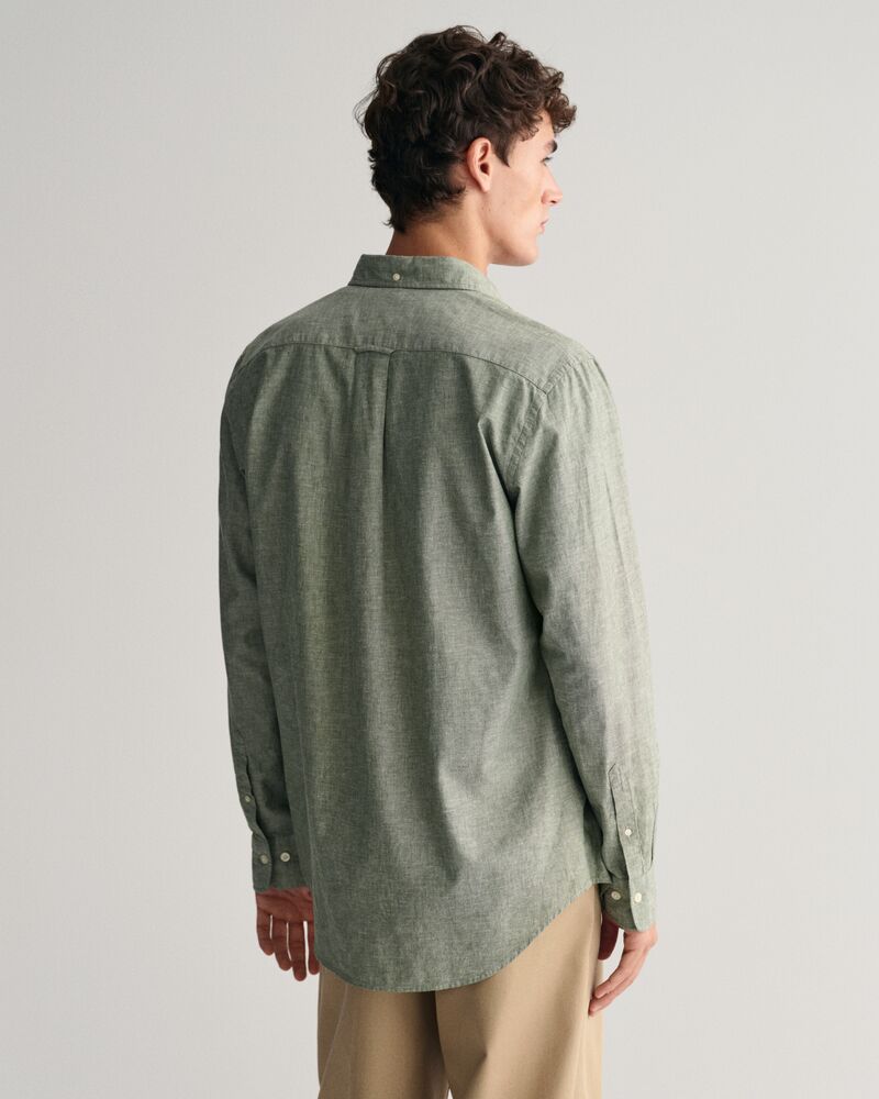 Regular Fit Cotton Linen Shirt Pine Green / S