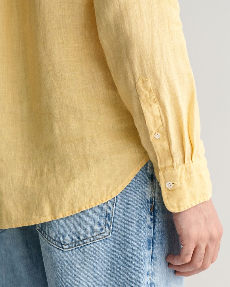 Regular Fit Garment-Dyed Linen Shirt S / DUSTY YELLOW