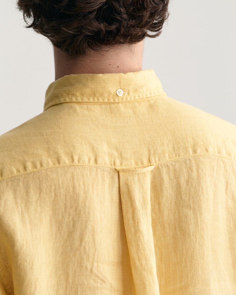 Regular Fit Garment-Dyed Linen Shirt S / DUSTY YELLOW