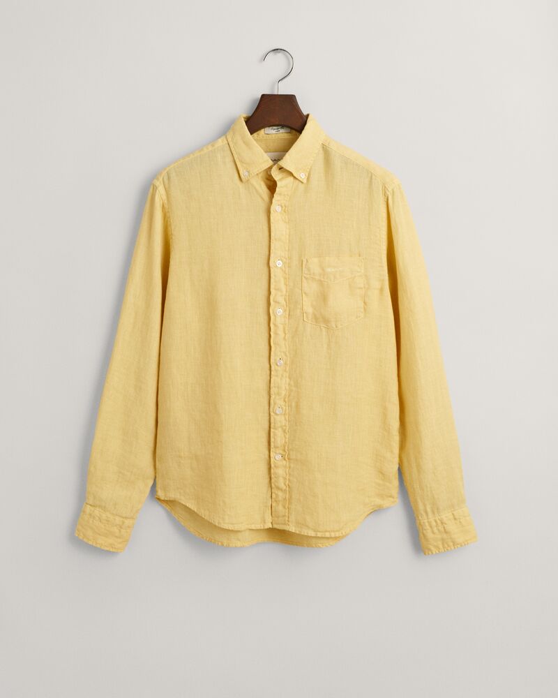 Regular Fit Garment-Dyed Linen Shirt S / DUSTY YELLOW