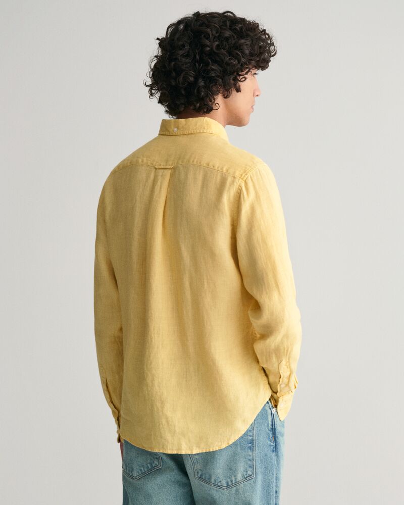 Regular Fit Garment-Dyed Linen Shirt S / DUSTY YELLOW