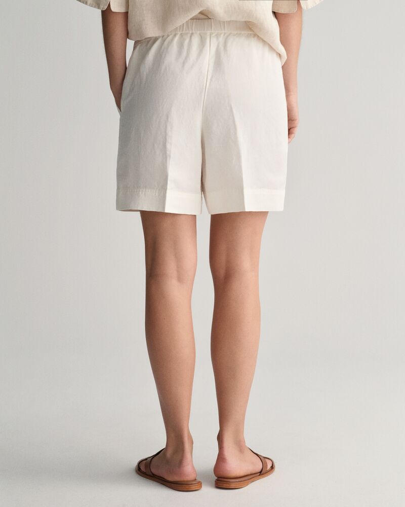 Relaxed Fit Linen Blend Pull-On Shorts 34 / EGGSHELL