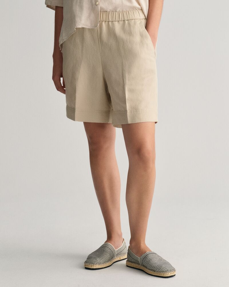 Relaxed Fit Linen Blend Pull-On Shorts 34 / DRY SAND