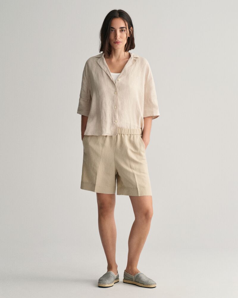 Relaxed Fit Linen Blend Pull-On Shorts 34 / DRY SAND