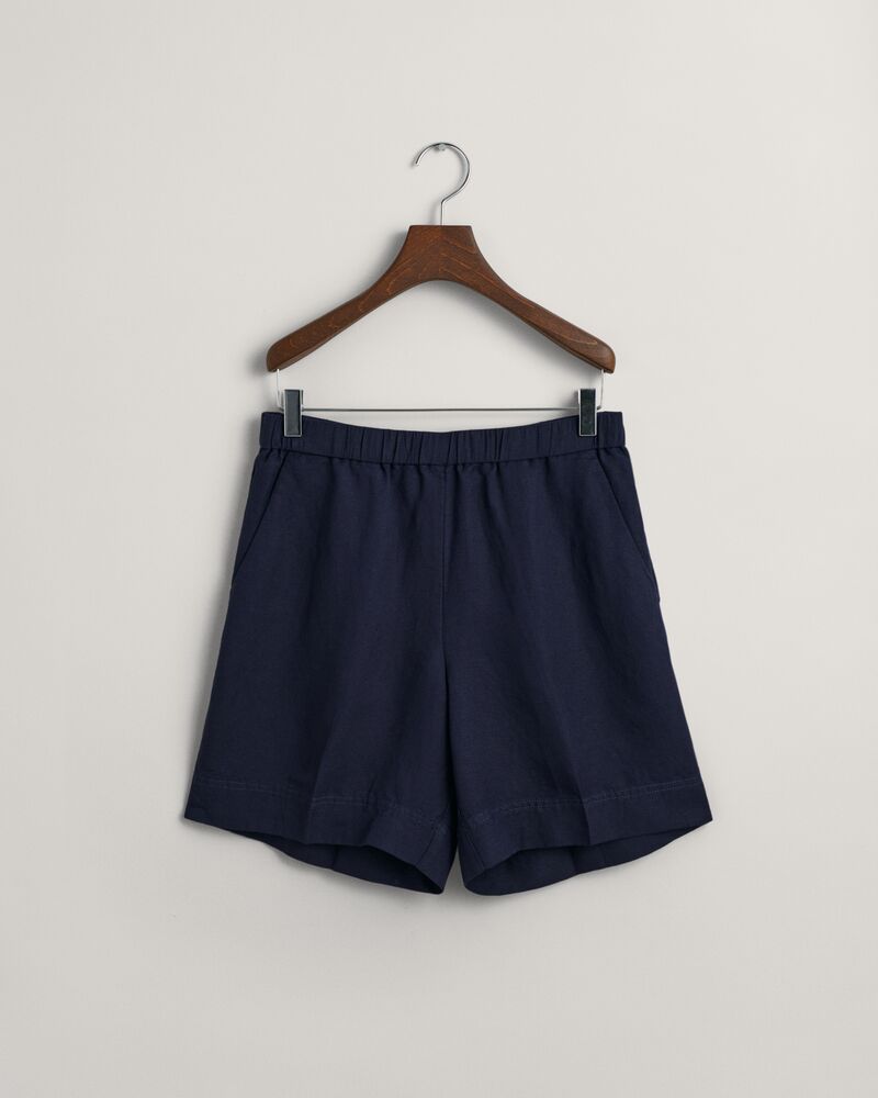 Relaxed Fit Linen Blend Pull-On Shorts 34 / EVENING BLUE