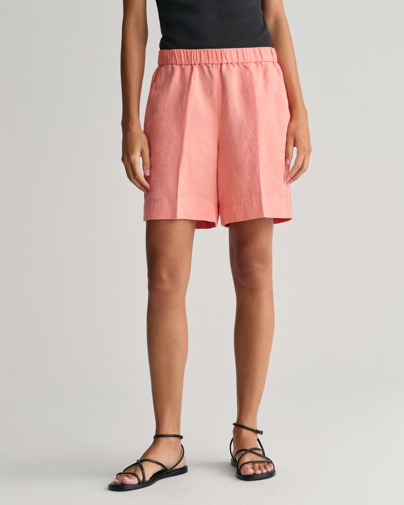 Relaxed Fit Linen Blend Pull-On Shorts 34 / PEACHY PINK