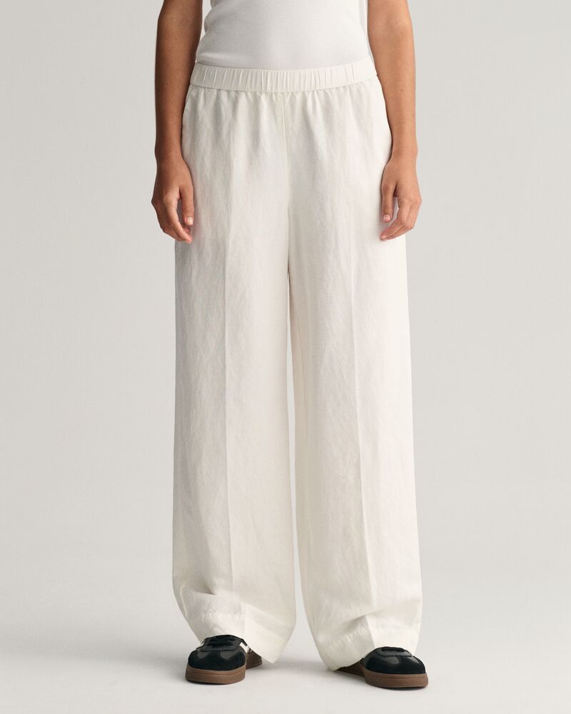 Relaxed Fit Linen Blend Pull-On Pants 34 / EGGSHELL