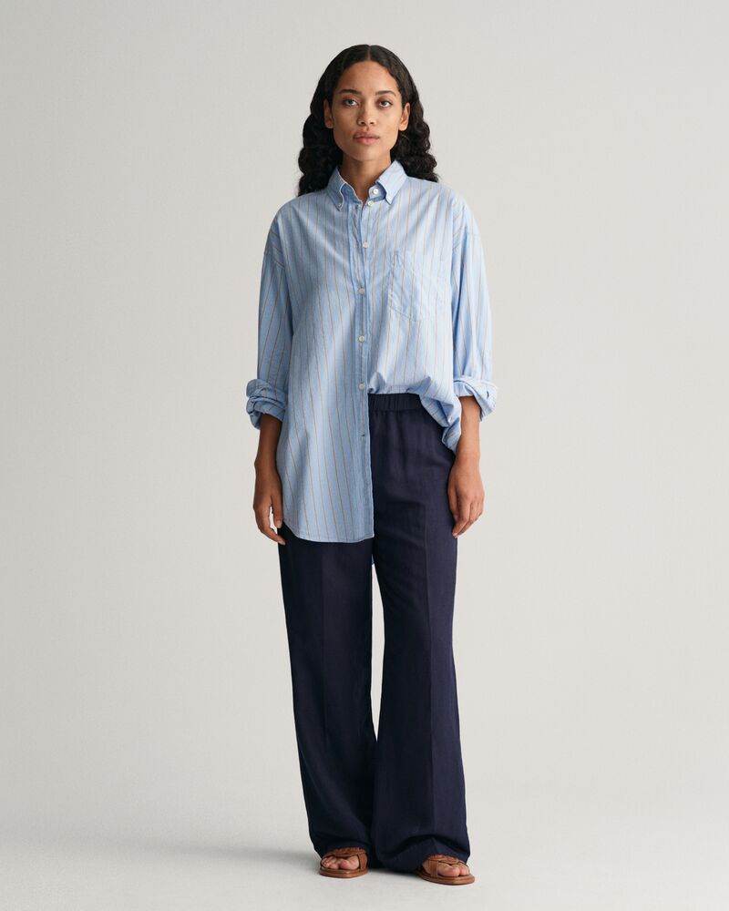 Relaxed Fit Linen Blend Pull-On Pants 34 / EVENING BLUE