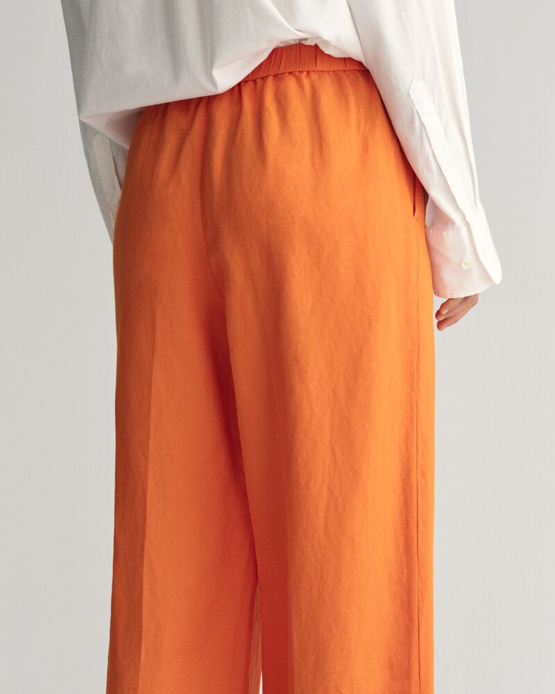 Relaxed Fit Linen Blend Pull-On Pants 34 / PUMPKIN ORANGE