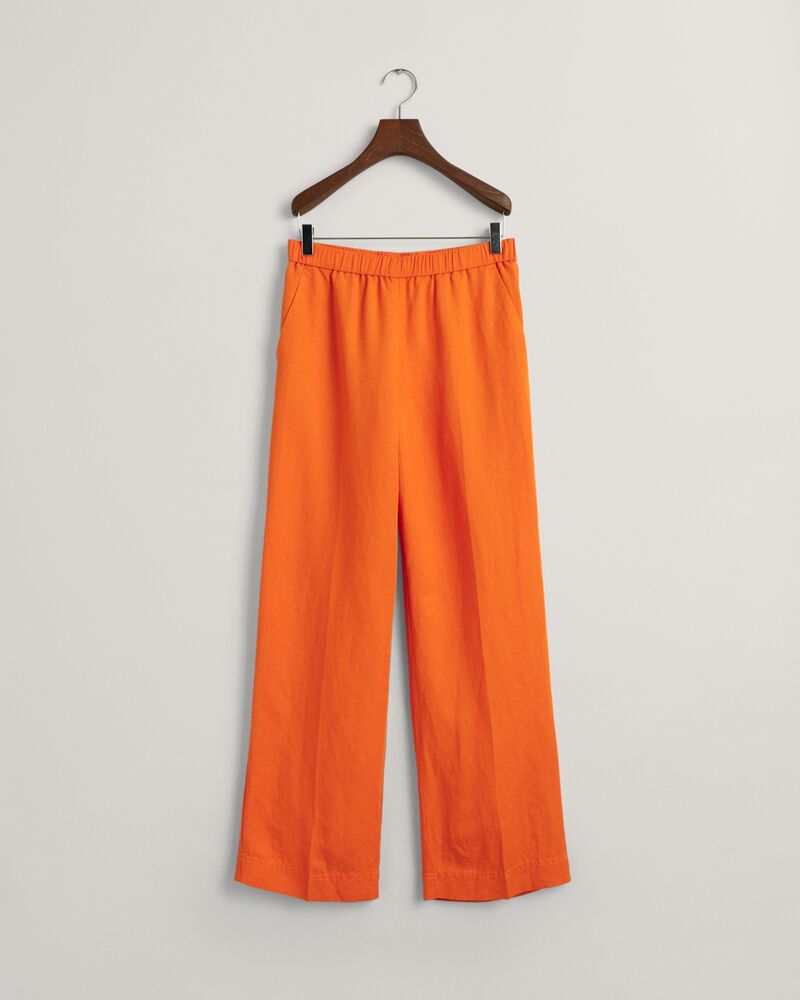 Relaxed Fit Linen Blend Pull-On Pants 34 / PUMPKIN ORANGE