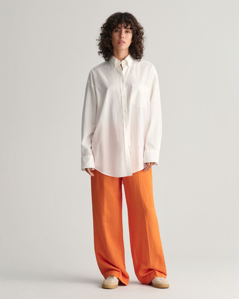 Relaxed Fit Linen Blend Pull-On Pants 34 / PUMPKIN ORANGE