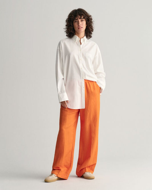 Relaxed Fit Linen Blend Pull-On Pants 34 / PUMPKIN ORANGE