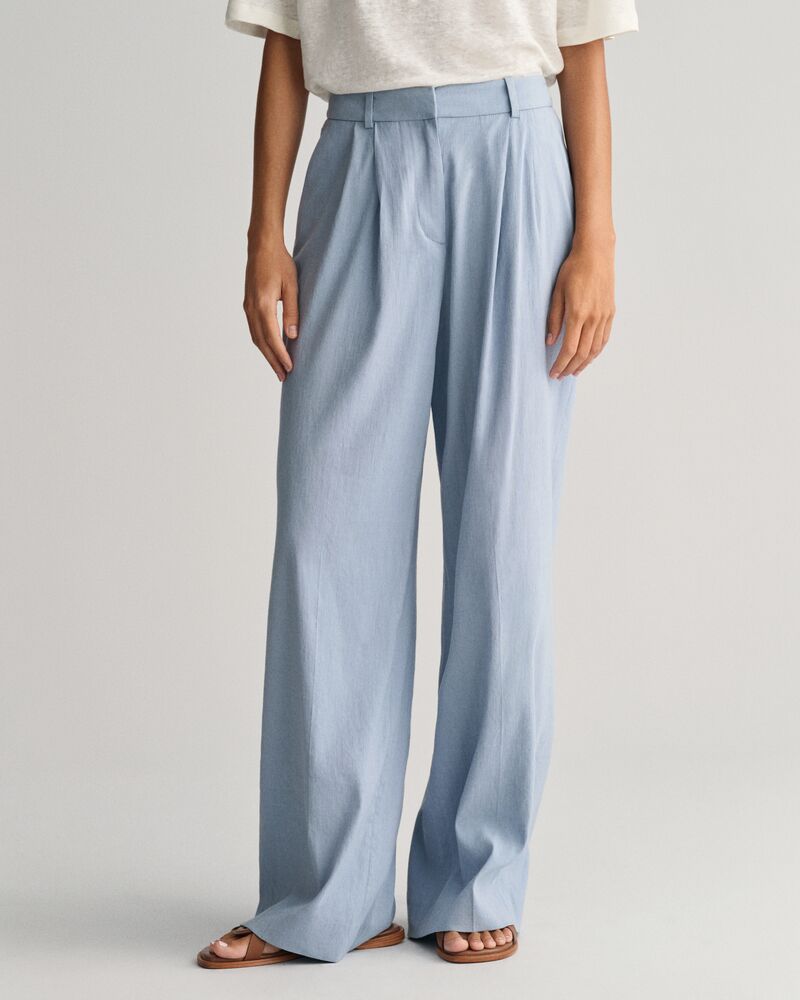 RELAXED STRETCH LINEN TAILORED PANT DOVE BLUE / 34
