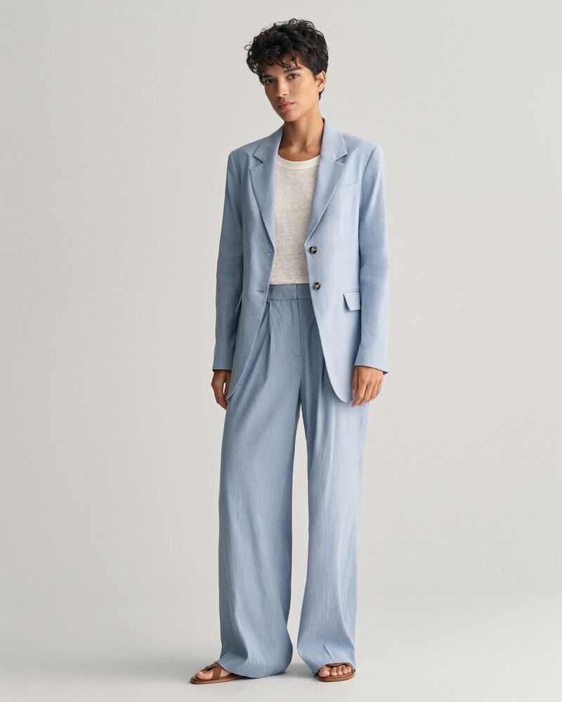 RELAXED STRETCH LINEN TAILORED PANT DOVE BLUE / 34