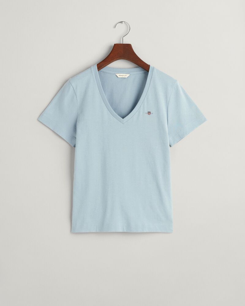 Shield V-Neck T-Shirt Dove Blue / S