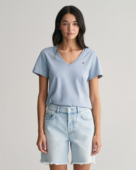 Shield V-Neck T-Shirt Dove Blue / S