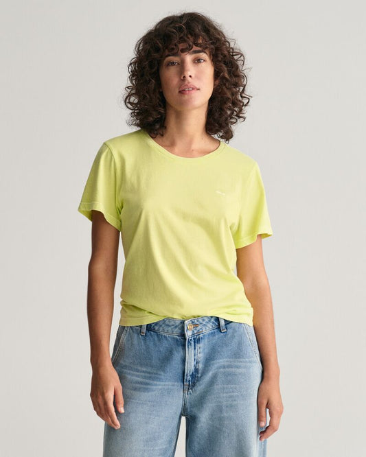 Sunfaded Crew Neck T-Shirt Pastel Lime / S