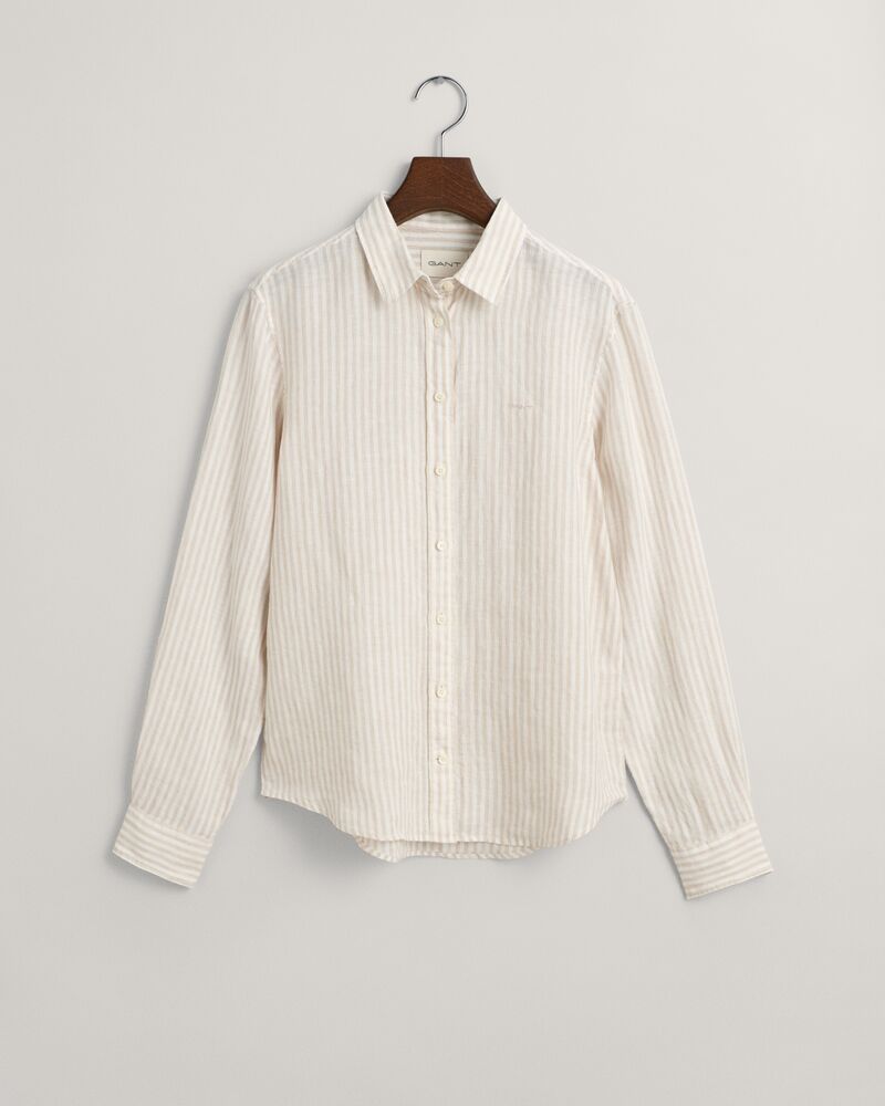 Regular Fit Striped Linen Shirt 32 / DRY SAND