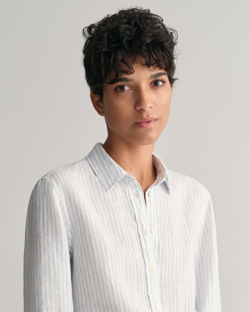 Regular Fit Striped Linen Shirt 32 / LIGHT BLUE