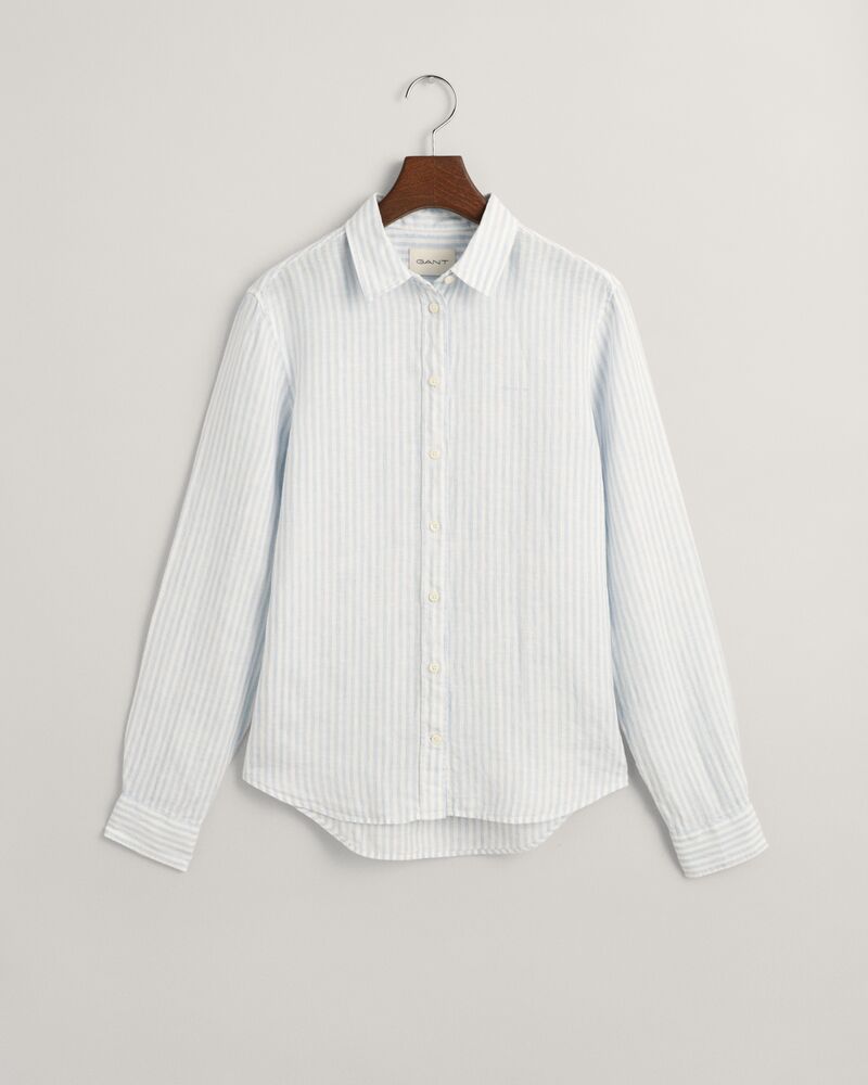 Regular Fit Striped Linen Shirt 32 / LIGHT BLUE