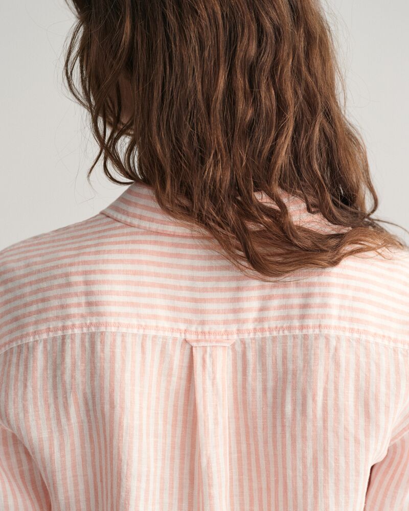 Regular Fit Striped Linen Shirt 32 / PEACHY PINK