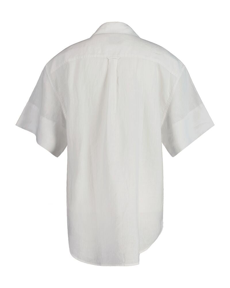 Relaxed Fit Linen Popover Short Sleeve Shirt White / 32