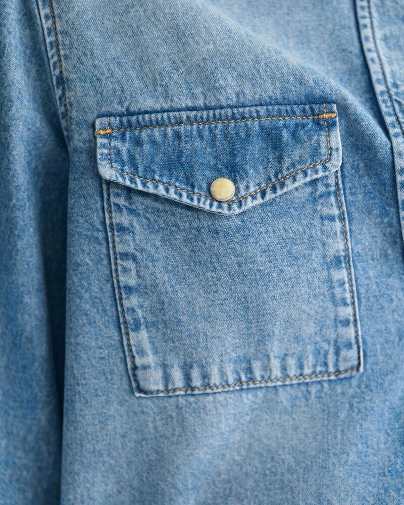 Regular Fit Denim Shirt Semi Light Blue Worn In / 32