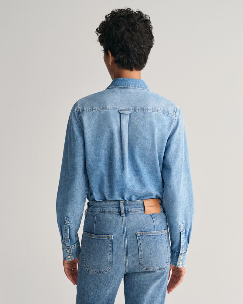 Regular Fit Denim Shirt Semi Light Blue Worn In / 32