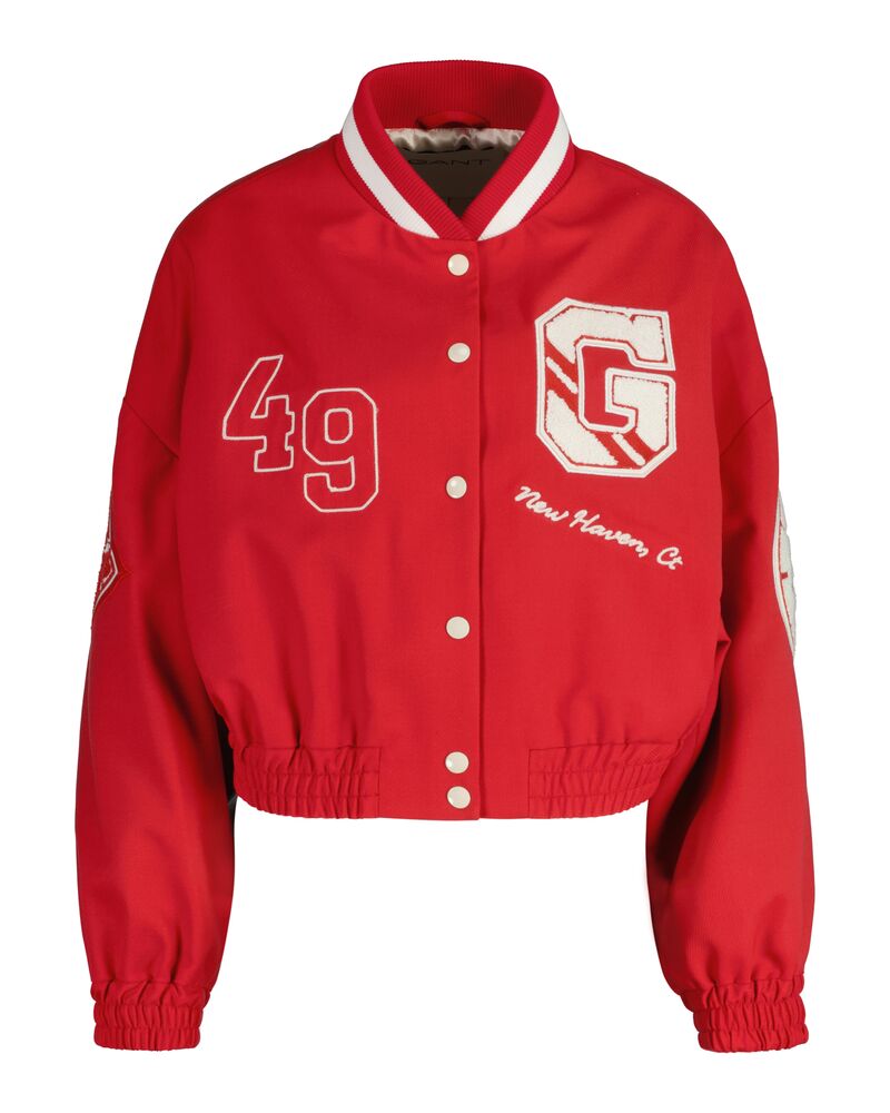 CROPPED VARSITY JACKET BRIGHT RED / XS
