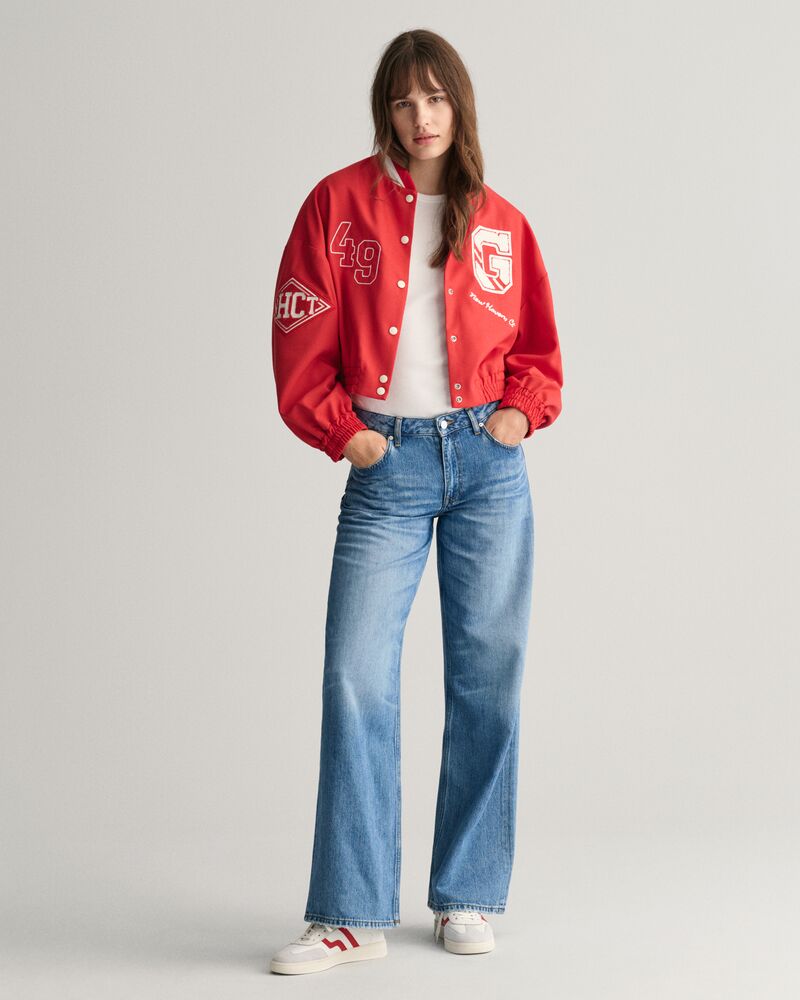 CROPPED VARSITY JACKET BRIGHT RED / XS