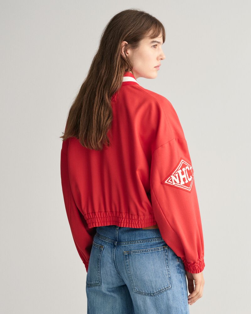 CROPPED VARSITY JACKET BRIGHT RED / XS