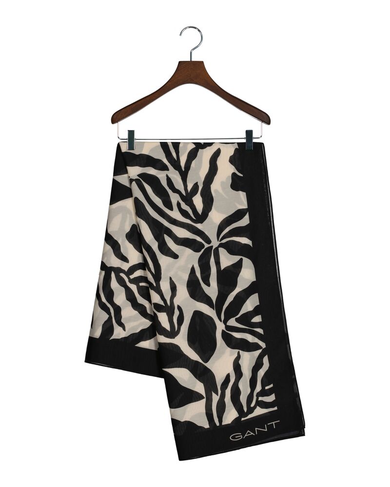 Palm Print Cotton Silk Sarong Soft Oat / Onesize