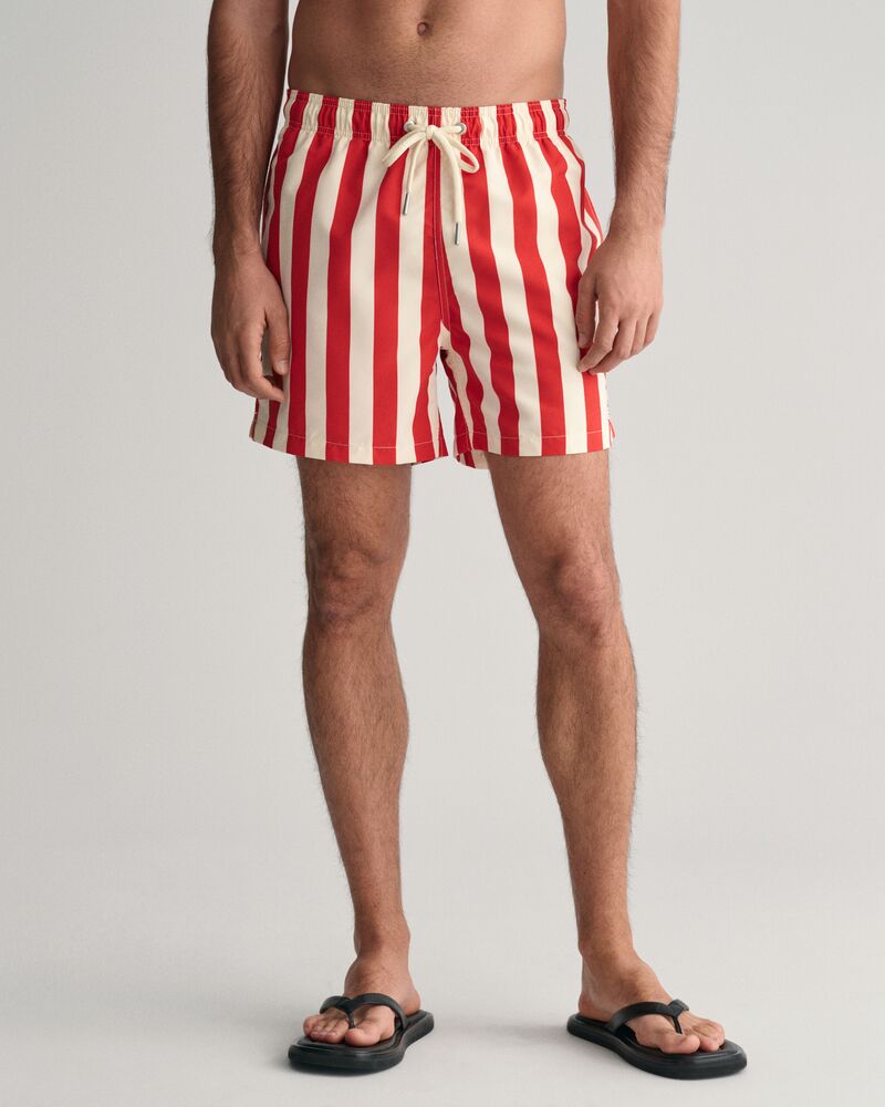 Swim Shorts Block Stripe Bright Red / S