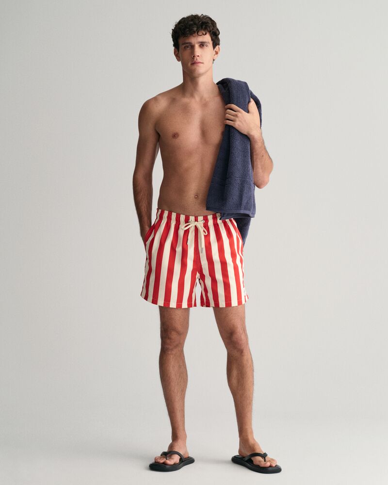 Swim Shorts Block Stripe Bright Red / S