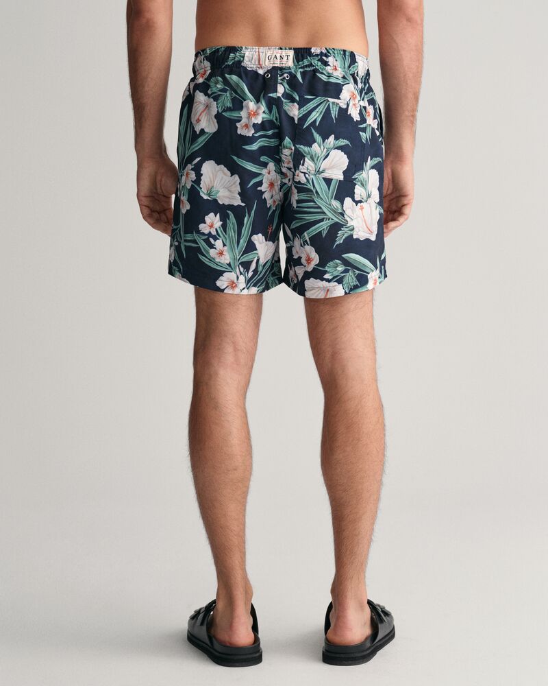 Oleander Print Swim Shorts Evening Blue / S