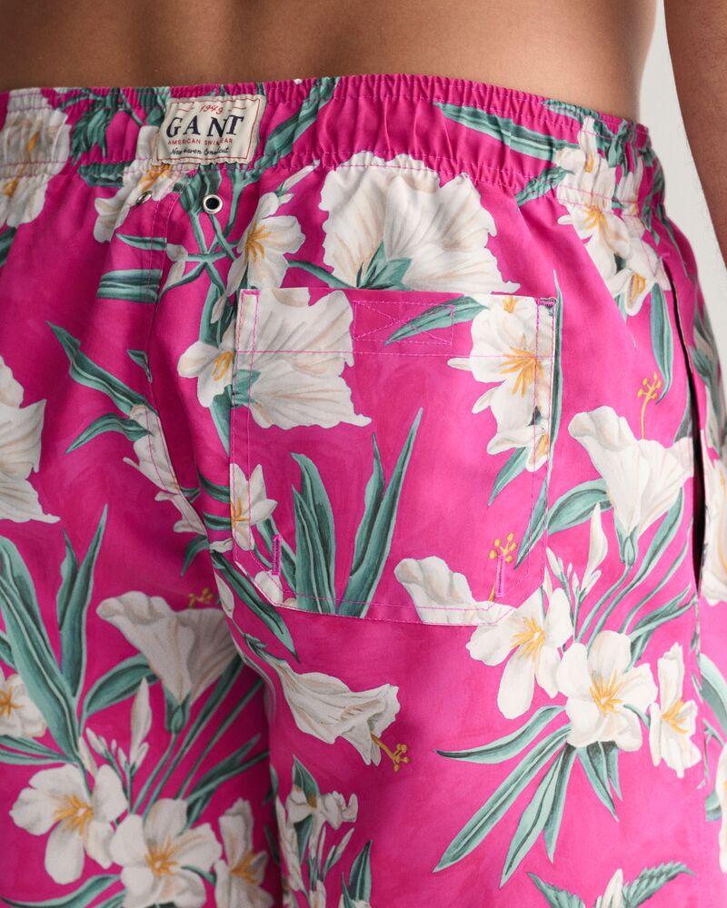 Oleander Print Swim Shorts Bold Violet / S