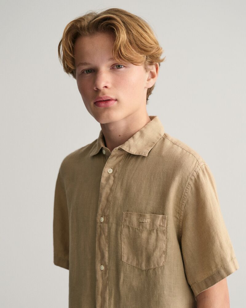 Teens Linen Short Sleeve Shirt '134/140 / DRY SAND