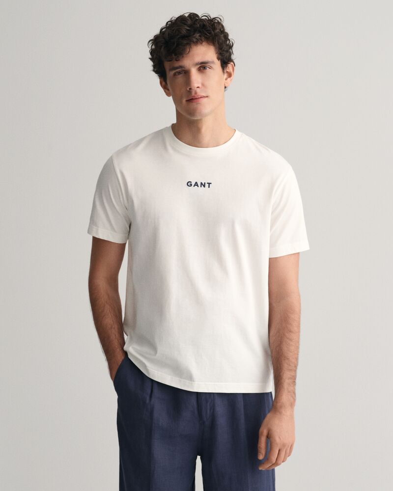 Contrast Small GANT Logo T-Shirt Eggshell / S