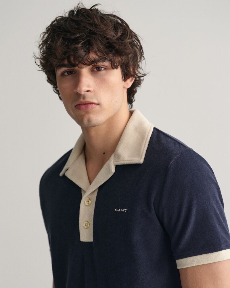 Terry Towelling Resort Polo Shirt Evening Blue / S