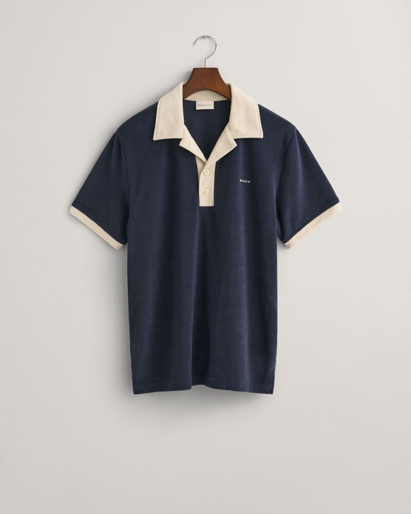 Terry Towelling Resort Polo Shirt Evening Blue / S