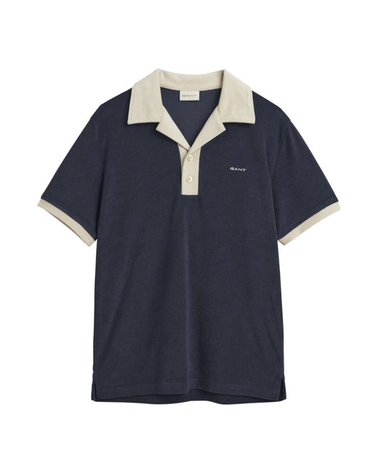 Terry Towelling Resort Polo Shirt Evening Blue / S